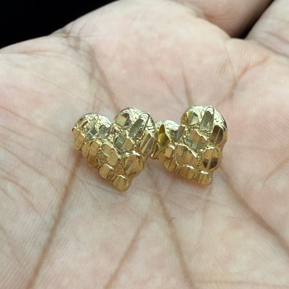 10kt Real Gold Nuggets Heart Shape Earrings For Women